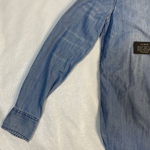 J Crew Button Up Shirt sz 0 Blue Denim Chambray - Picture 4 of 11